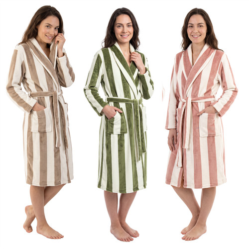 Ladies stripe fleece dressing - ladies,