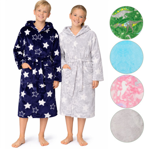 Kids fleece bathrobe hooded - fleece,