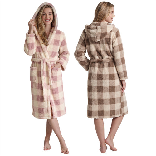 Ladies sherpa hooded dressing - ladies,