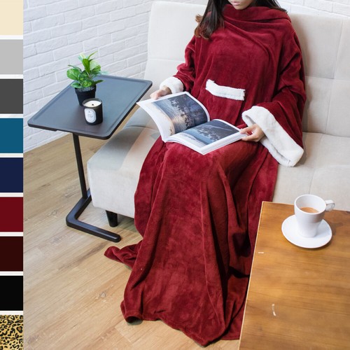 Fleece blanket with sleeves - with,