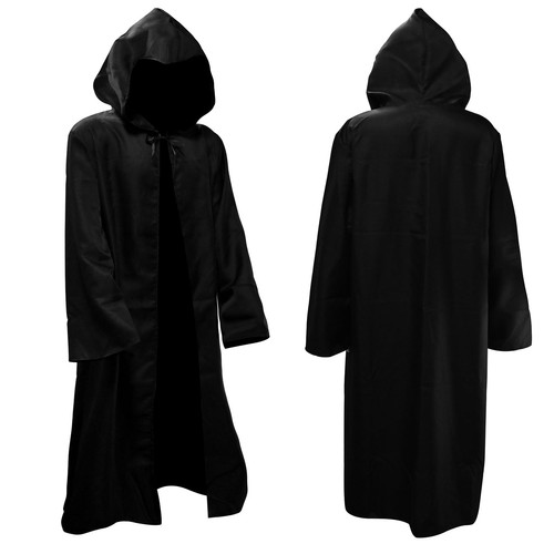 Black hooded cloak halloween - hooded,